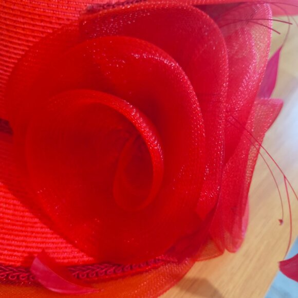Women’s Red First Lady Church Hat | Elegant Statement | One Size - Picture 7 of 8